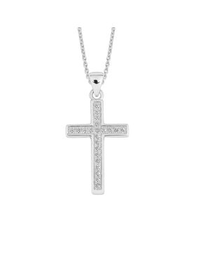 Lykken Crosses Rhodium-Plated Silver Cross Necklace 45 cm
