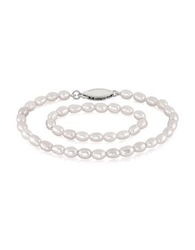 Lykken Pearls christening pearl bracelet 15+8cm