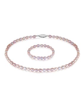 Lykken Pearls pink christening pearl necklace 30+10cm