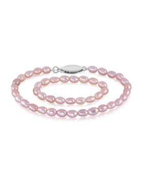 Lykken Pearls pink christening pearl bracelet 15+8cm