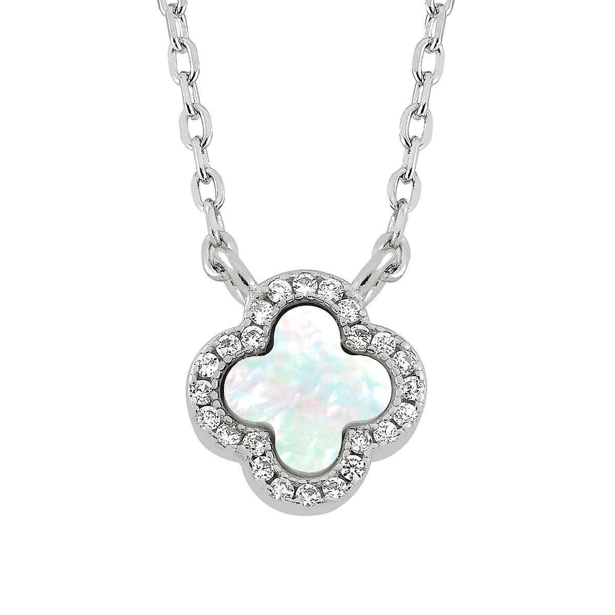 Lykka Symbols silver necklace with mother of pearl 45 cm