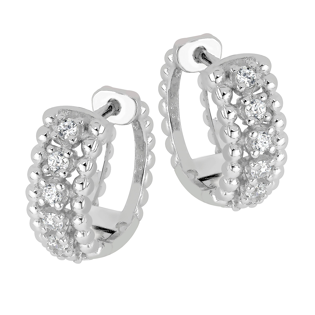 Lykka Casuals silver hoop earrings with zirconia 14 mm