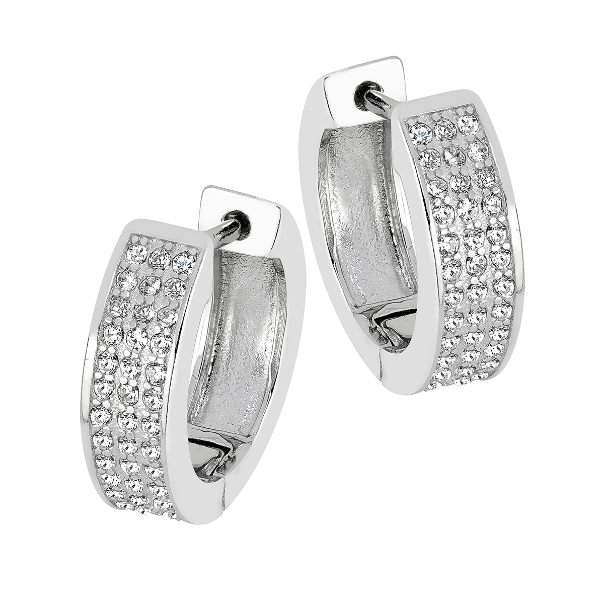 Lykka Casuals silver wide pavé hoop earrings