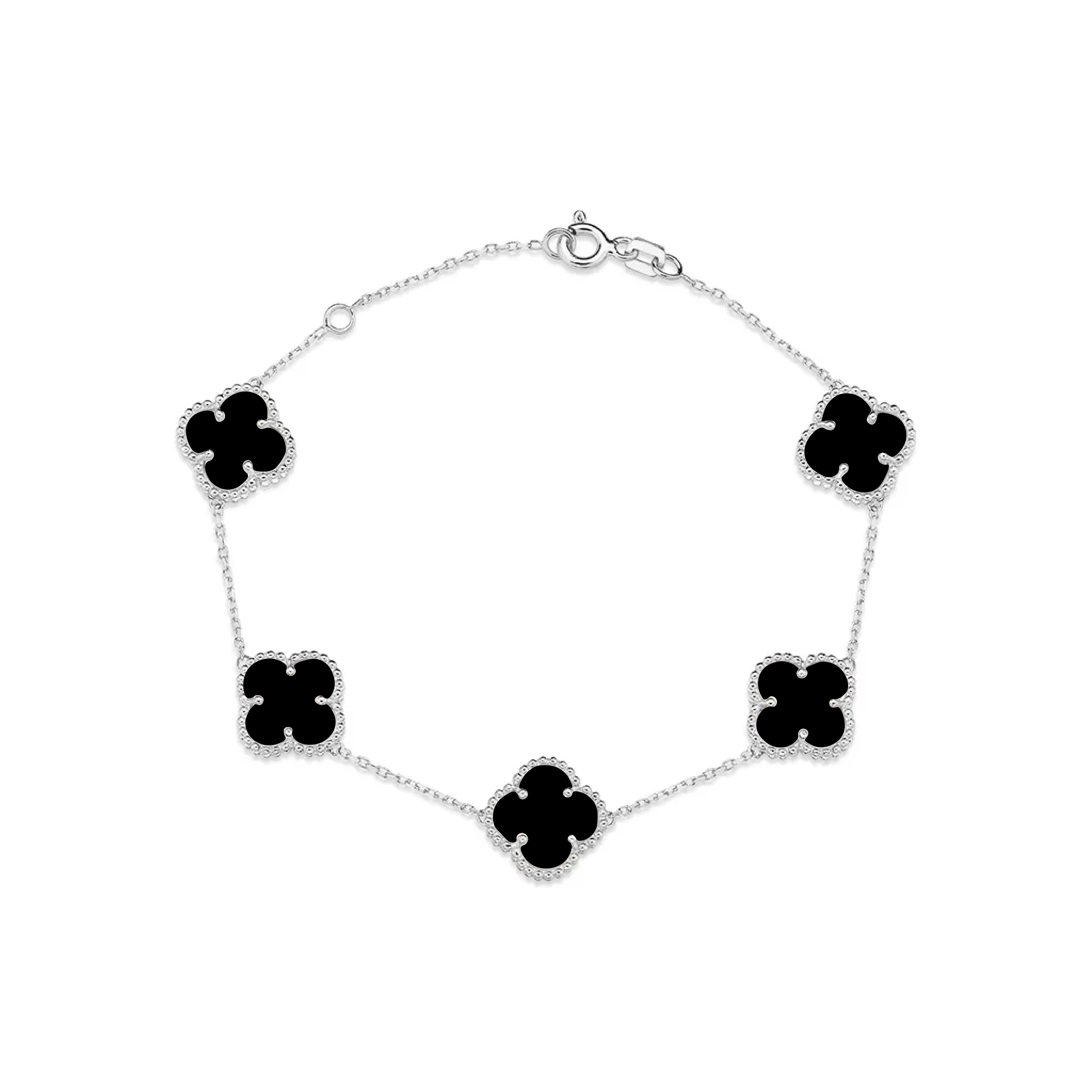Lykka Symbols clover black silver bracelet 17+3cm