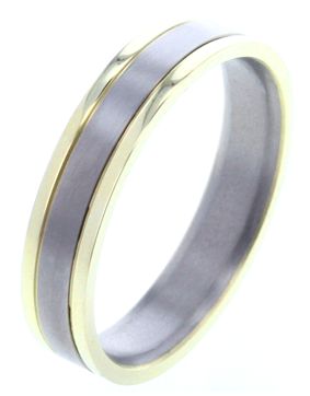 Lykken Strong plain two-toned titanium ring 5 mm