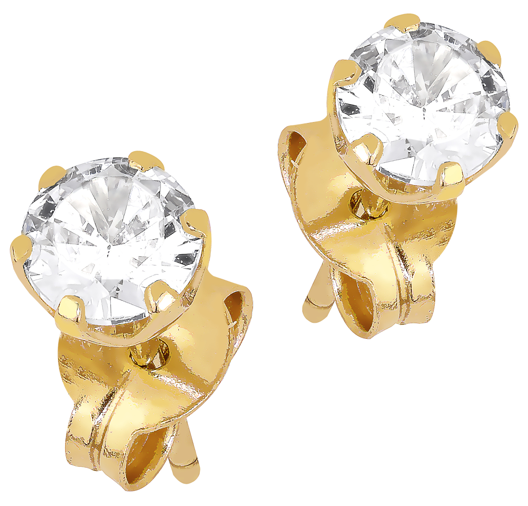 Lykka Casuals solitaire yellow gold 6-prong stud earrings 4 mm