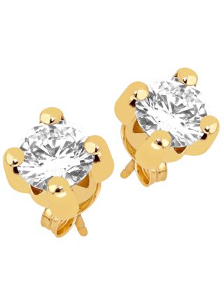 Yellow gold solitaire earrings 6 mm