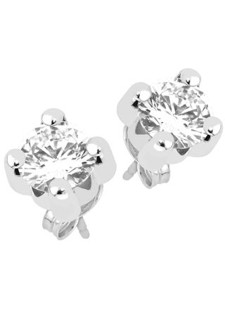 White gold solitaire earrings 6 mm
