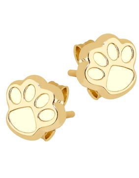 Lykken Symbols yellow gold dog paw earrings