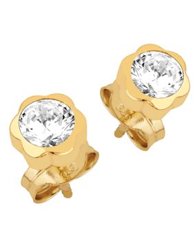 Lykken Casuals solitaire stud flower earrings yellow gold 4 mm