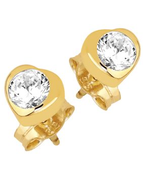 Lykken Casuals solitaire stud heart earrings yellow gold 4 mm