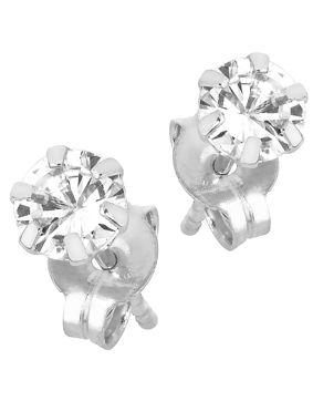 Lykken Casuals prong set CZ stud earrings in white gold 4 mm