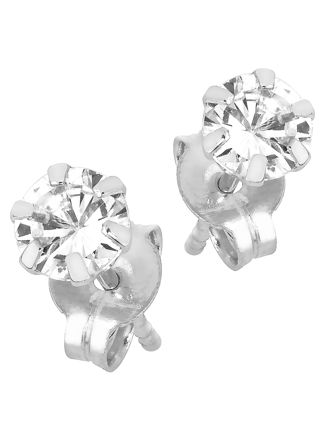 Lykka Casuals prong set CZ stud earrings in white gold 4 mm