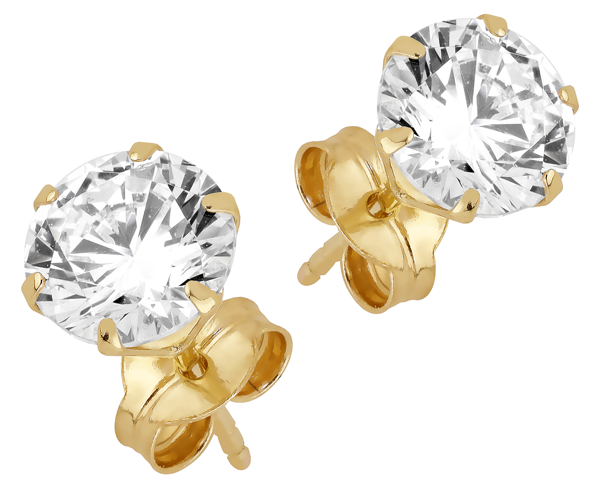Lykka Casuals solitaire yellow gold 6-prong stud earrings 6 mm