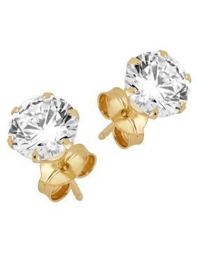 Lykken Casuals solitaire yellow gold 6-prong stud earrings 6 mm