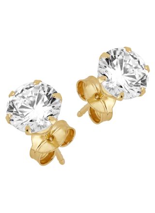 Lykka Casuals solitaire yellow gold 6-prong stud earrings 6 mm