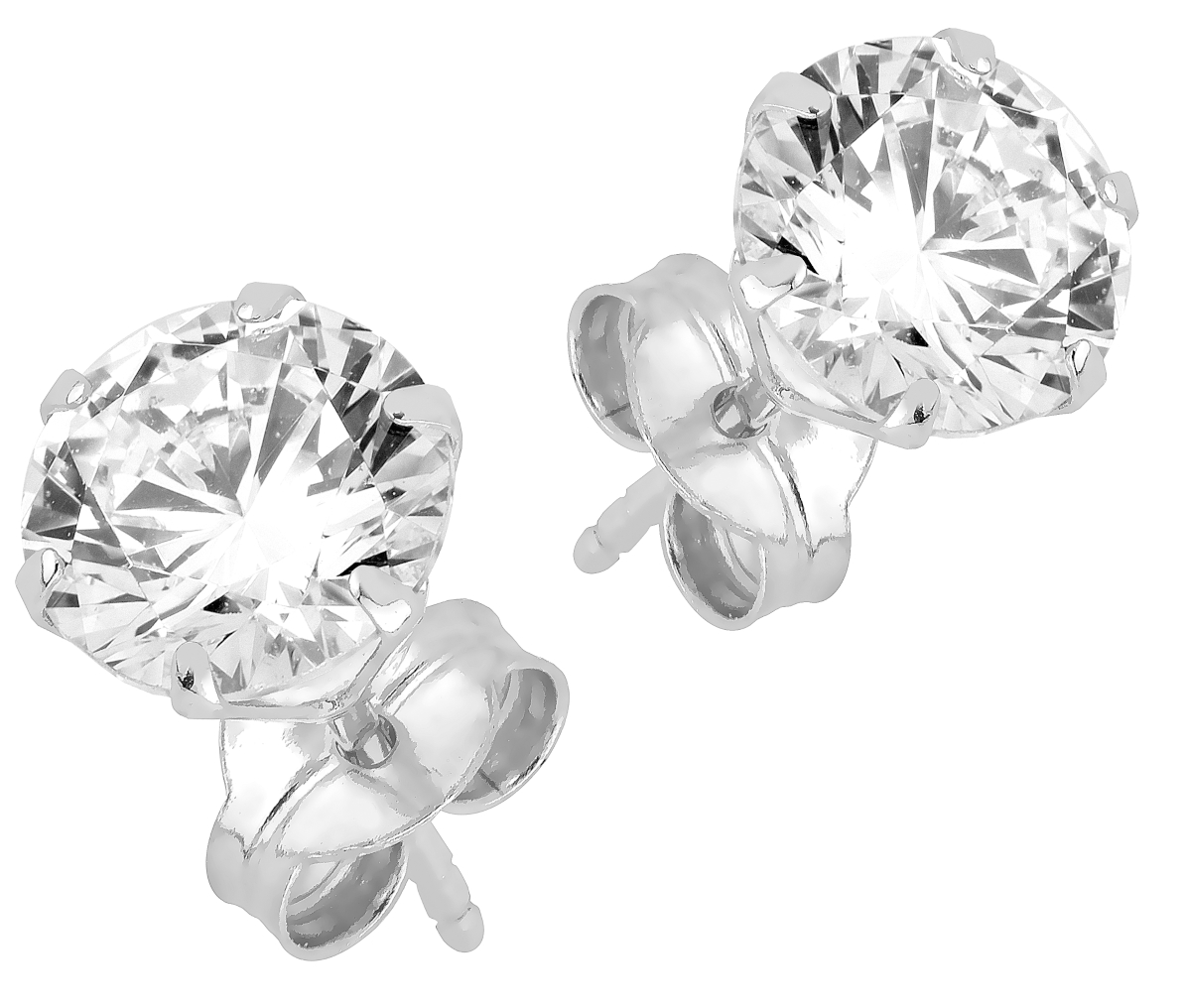 Lykka Casuals solitaire white gold 6-prong stud earrings 6 mm