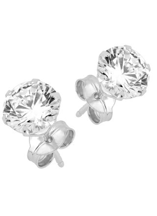 Lykka Casuals solitaire white gold 6-prong stud earrings 6 mm