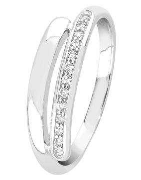 Lykka Casuals bypass silver ring with cubic zirconia