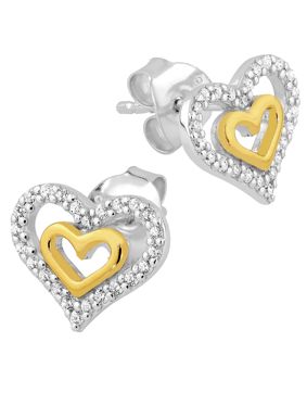 Lykken Hearts two-tone silver heart earrings