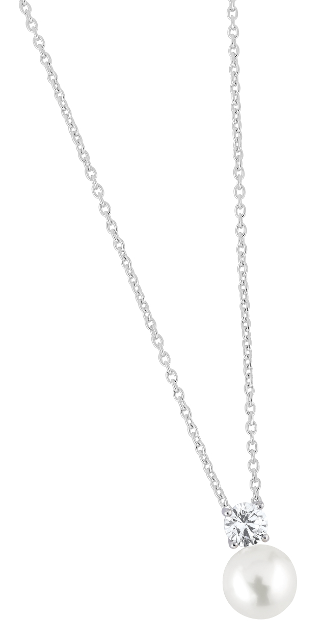 Lykka Pearls pearl silver necklace with zirconia