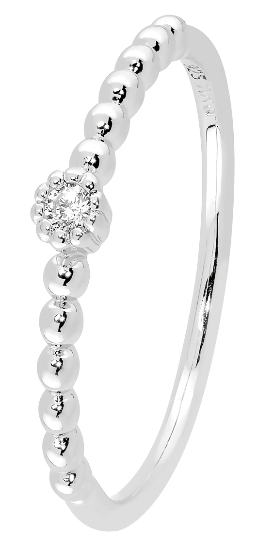 Lykka Casuals beaded solitaire silver ring 1,5 mm