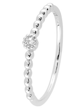 Lykka Casuals beaded solitaire silver ring 1,5 mm