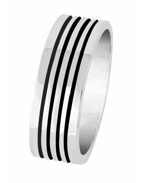 Lykken Casuals men's striped silver ring