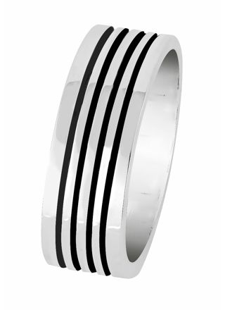 Lykka Casuals men's striped silver ring