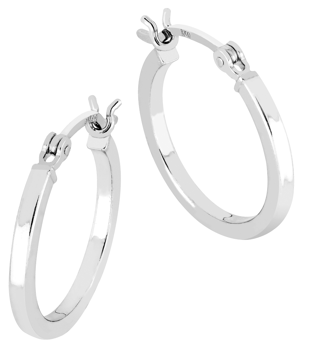 Thin silver hoop earrings 2 x 20 mm