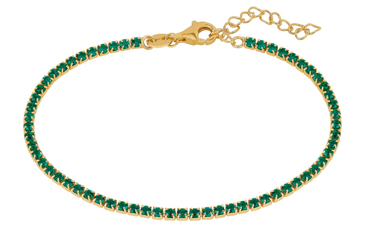 Lykka Casuals tennis silver bracelet green
