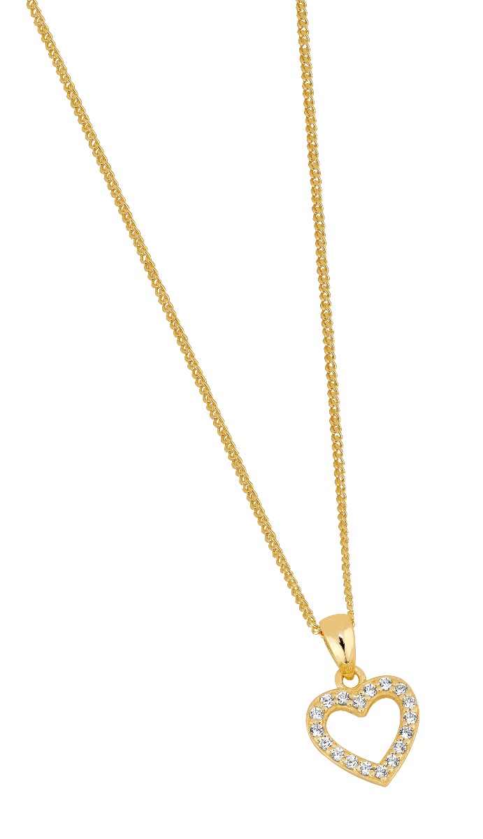 Lykka Hearts gold plated pave heart necklace