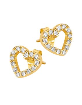 Lykken Hearts gold plated pave heart earrings