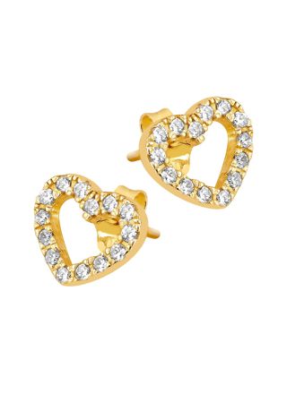 Lykka Hearts gold plated pave heart earrings