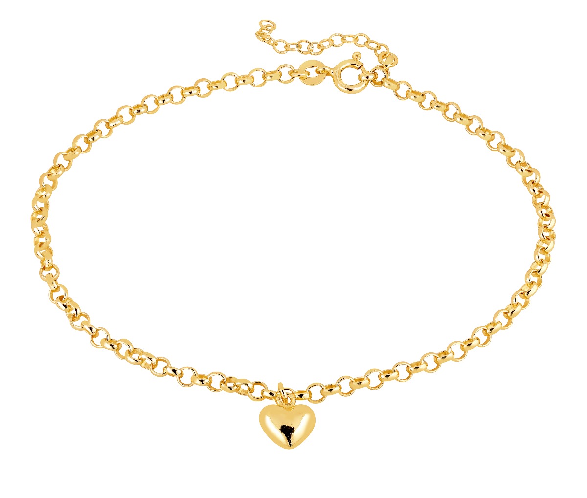 Lykka Hearts gold plated heart anklet with rolo chain