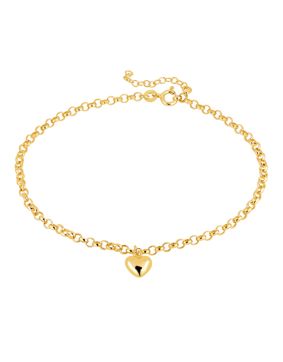 Lykken Hearts gold plated heart anklet with rolo chain