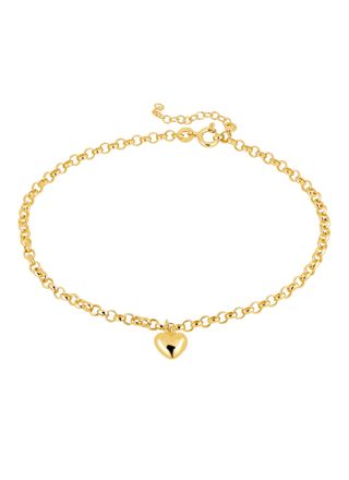 Lykka Hearts gold plated heart anklet with rolo chain