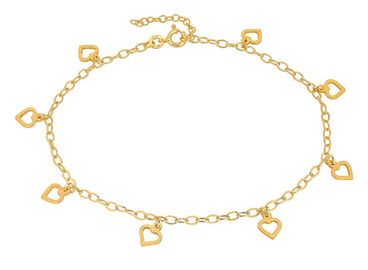 Lykka Hearts gold plated anklet multiple hearts