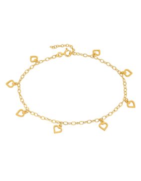 Lykka Hearts gold plated anklet multiple hearts