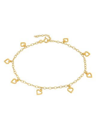 Lykka Hearts gold plated anklet multiple hearts