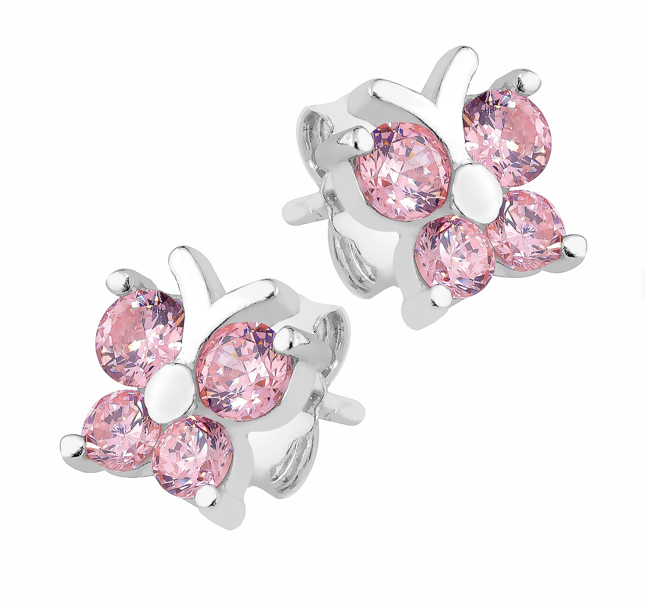 Lykka Symbols pink butterfly earrings silver