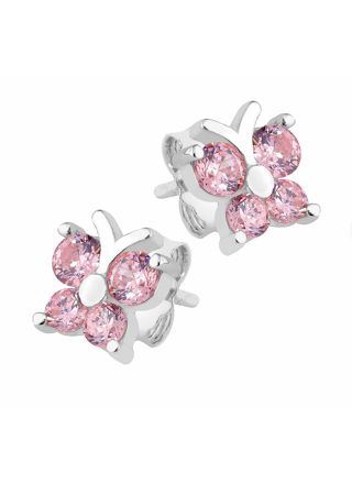 Lykka Symbols pink butterfly earrings silver