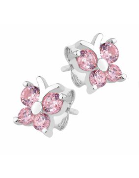Lykken Symbols pink butterfly earrings silver