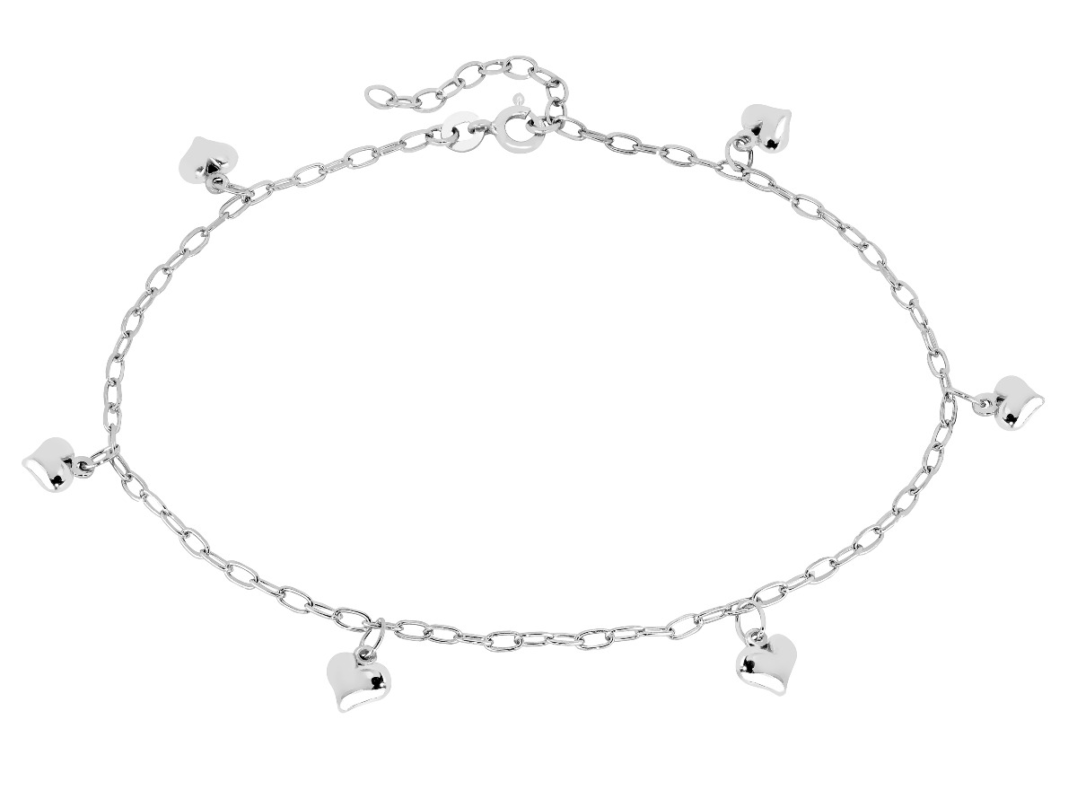 Lykka Hearts smooth heart anklet silver