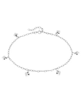 Lykka Hearts smooth heart anklet silver