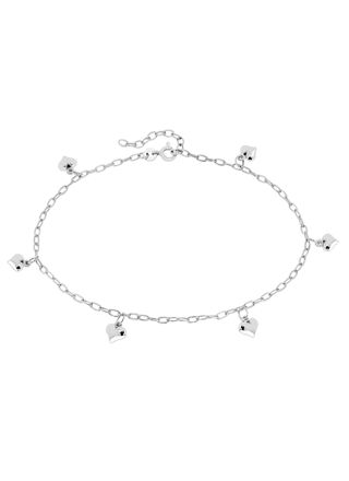 Lykka Hearts smooth heart anklet silver