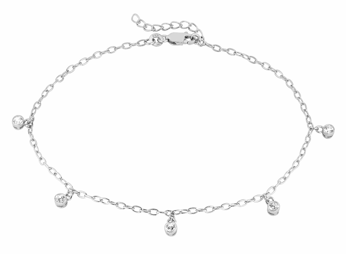 Lykka Casuals silver anklet clear cubic zirconia