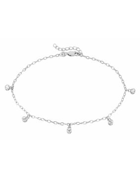 Lykka Casuals silver anklet clear cubic zirconia