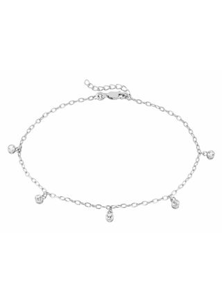 Lykka Casuals silver anklet clear cubic zirconia