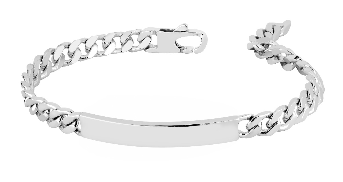 Lykka Casuals silver curb chain bracelet with plate